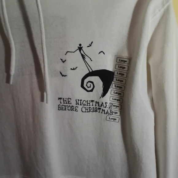 Nightmare Before Christmas White Pullover Hoodie Sweatshirt - Picture 2 of 5
